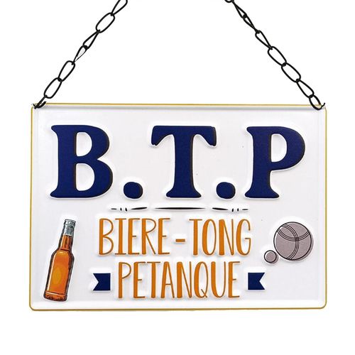 Plaque Métal Pétanque Stc Sas Plaque Metal B.T.P. Biere Tong Petanque Blanc Unique