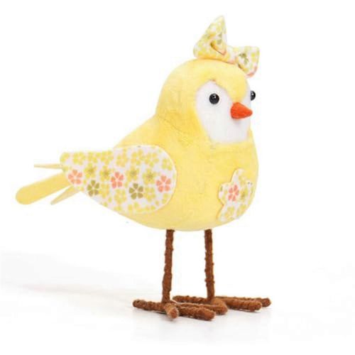 Pâques Peluche Oiseau Poupées Vacances Debout Oiseau Figurine Ornements Avec Longue Jambe Et Écharpe Imprimée Et