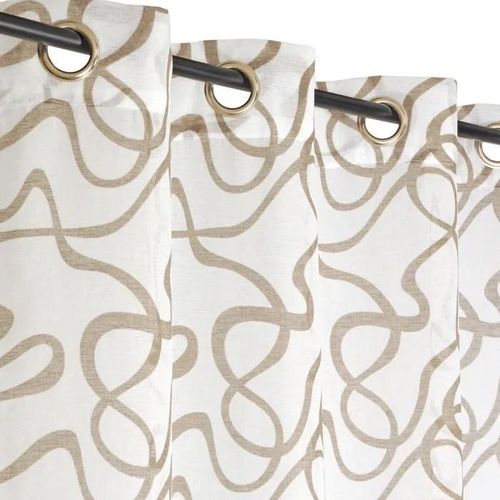Voilage - Noname - Imprimé Taupe - 140x240cm - ?illets - Tamisant