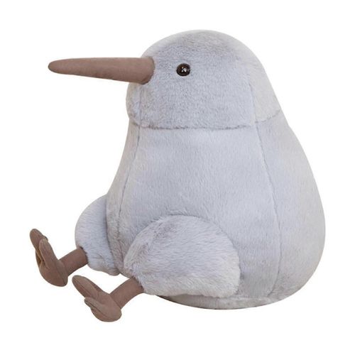 Jouet en peluche d'oiseau kiwi réaliste Oreiller de corps en peluche d'oiseau kiwi gris Grand cadeau en peluche d'oiseau kiwi assis réaliste, A