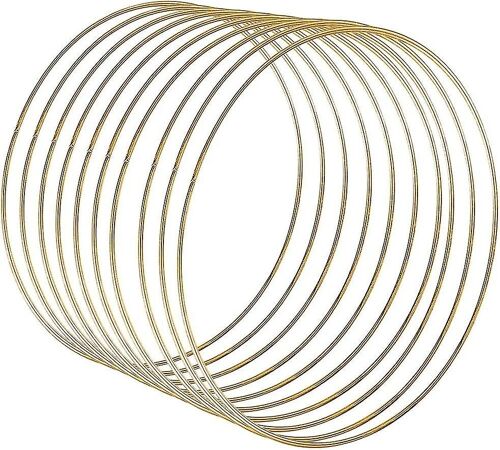 Lot de 10 anneaux en métal doré de 20 cm, anneaux floraux, couronne pour attrape-rêves, décoration de mariage et bricolage