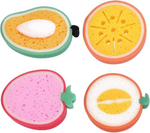 Lot De 4 Éponges De Bain Éponge De Bain Moussante Cute Fruit Shape Kids