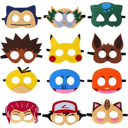 Kalanka-Masque Deguisement Enfant, 12 Pièces Masques Anniversaire Fete, Cartoon Masques De Feutre Pour Carnaval, Cosplay Party, Noël, Halloween, Comme Cadeaux Pour Enfants
