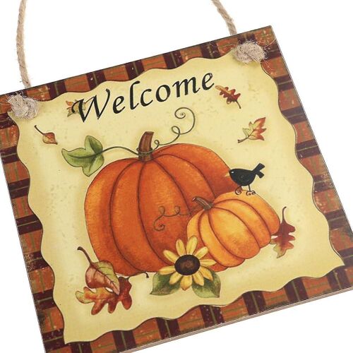 Citrouille Décoration Thanksgiving Bienvenue Suspendu En Bois Thanksgiving Porte Cintre Décoration Murale Créatif
