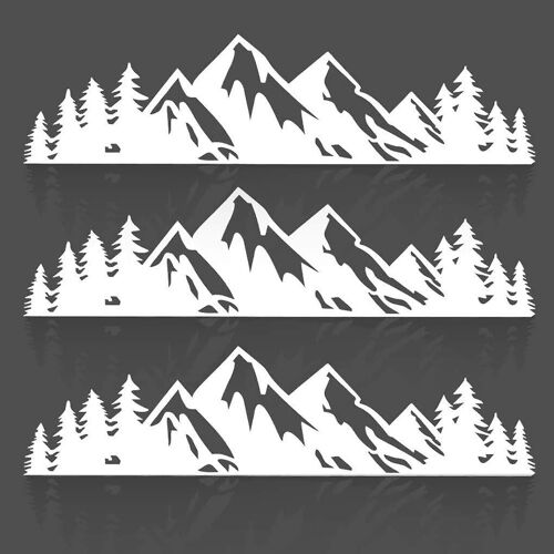 Autocollant D'arbre Pour Voiture Ou Ordinateur Portable Vinyle Mountain Stickers Autocollants De Pare-Chocs Extérieurs (Paquet De 3) (Blanc)