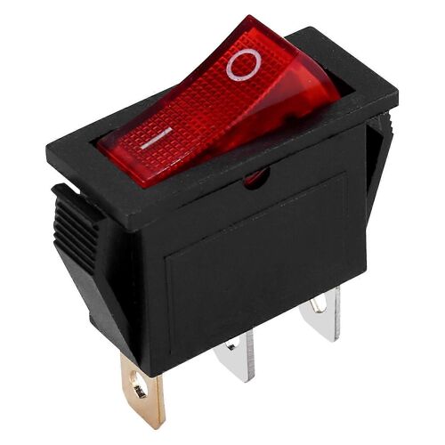 Interrupteur à bascule ON OFF Lumineux Bipolaire 28x10mm 250V 15A 3 Bornes ROUGE
