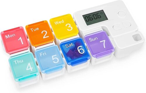 Pilulier Hebdomadaire,Pilulier Automatique Pour Les Personnes Âgées,Pilulier De 7 Jours Avec Rappel De 4 Alarmes,D
