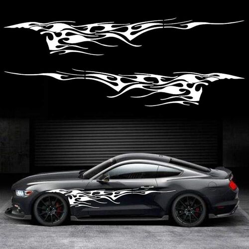 2pcs 103 '' Universal Flame Graphics Voiture Auto Corps Côté Autocollant Flamme Racing Sports Auto-Adhésif Sid