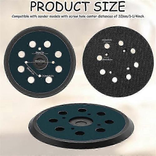 2pcs ponceuse tampon de remplacement pour ryobi,8 trous 5 en disques de ponçage crochet et boucle,disques de ponçage sable