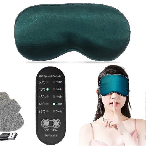 Masque Chauffant Pour Les Yeux Secs, Masque De Sommeil, Masque Pour Les Yeux En Soie, Usb Avec Contrôle De La Chaleur Et Du Temps (Vert) 