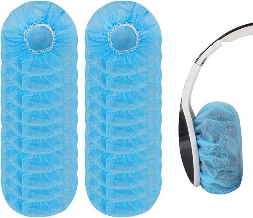 100 Pi¿¿ces Hygi¿¿nique Couvre-Oreillettes Jetables Couvre-Oreillettes pour Casque pour la Plupart des ?couteurs avec Coussinets de 10 ¿¿ 12 cm (Bleu)