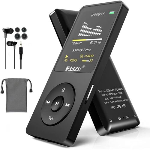 GRAINES CREATIVES BY PWLecteur Mp3 De 32 Go Avec Bluetooth 5.3, Ultra Léger (30 Grammes), Jusqu'À 80 Heures D'Autonomie, Écran De 1,8"", Idéal Pour Le Sport, Les Enfants Et Les Adultes, Prend En Charg