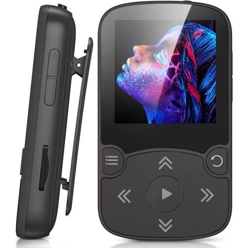 acdsgd-32Go MP3 Bluetooth 5.3 avec Clip, Lecteur MP3 Baladeur Sport Portable HiFi, Lecteur Musique avec Bouton Volume, Radio FM/Podomètre/Enregistreur Vocal, Externe Jusqu'à 128Go-Noir