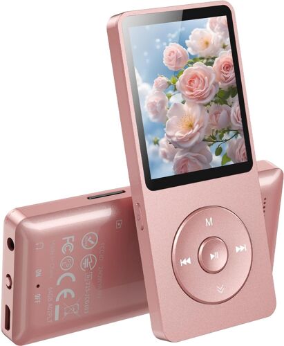 64Go Lecteur MP3 Bluetooth 5.3 Lecteur Musical avec Haut-Parleur et Bouton Volume Baladeur Portable sans Perte HiFi 70H Ultra-Longue Autonomie MP3 Sport avec Radio FM(sans Casque)-Or Rose