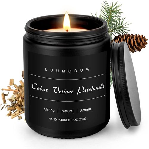 Coffret Bougies Parfumées pour Homme-Cadeau d'Anniversaire,Noël,Fête des Pères-9OZ Bougie en Cire de Soja en Pot