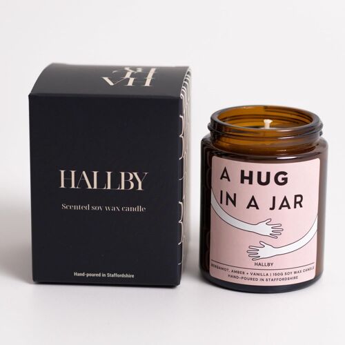 Bougie parfumée au soja « Hug in a jar » - Cadeau de divorce pour femme, cadeau de deuil pour fausse couche de cancer, « Get Well Soy », cadeau de condoléances et d'encouragement