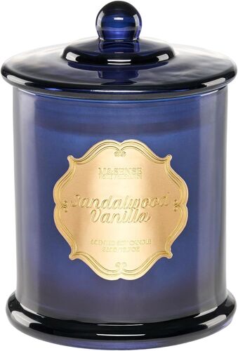 Bougie parfumées dans un verre en bois de santal à la vanille-Longue durée de combustion de plus de 60 heures-Bougie en cire de soja-Cadeau de décoration d'intérieur pour femme