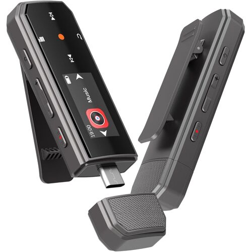 acdsgd-64Go Lecteur MP3 USB C Portable Bluetooth 5.3, Type-C Mini Clip Sport MP3 Musique sans Perte HiFi avec Enregistrement en Un clic/Radio FM,avec Bouton de Volume indépendant Supporter Téléphone.