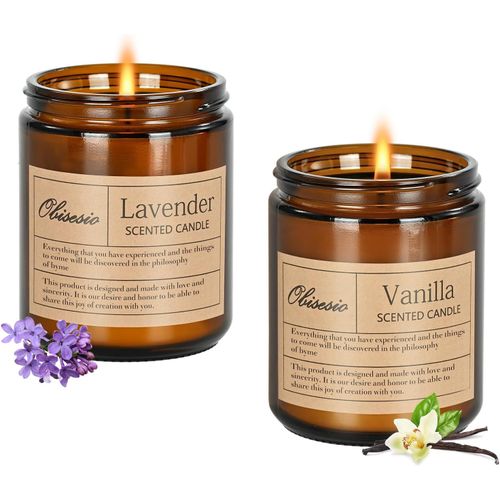 Bougies ParfuméEs Pour La Maison,2 Paquets De Bougies ParfuméEs Pour Soulager Le Stress Et Les Soins Personnels,Bougie D'AromathéRapie Pour Hommes Et Femmes (Lavande et vanille)