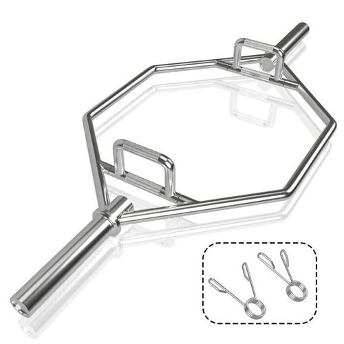 Costway Barre De Piège Olympique Hexagonale Haltérophilie Charge 363kg, Manchons 25 Cm, Poignées Texturées, Ressorts À Clip Argent