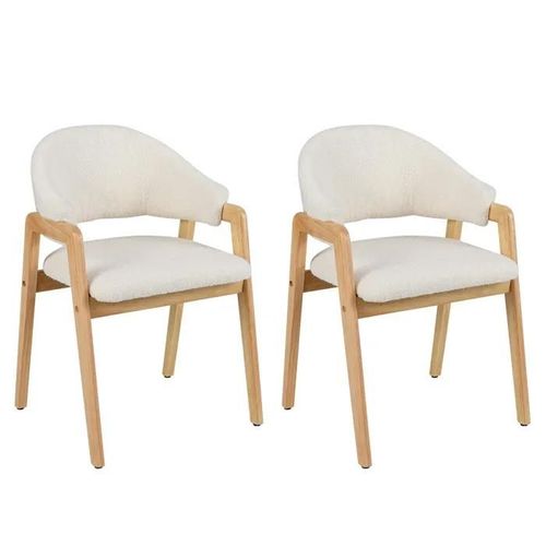 Costway Lot De 2 Chaises De Salle À Manger Moderne - Siège Rembourré Et Dossier Courbé Ergonomique 57 X 54 X 82 Cm Blanc