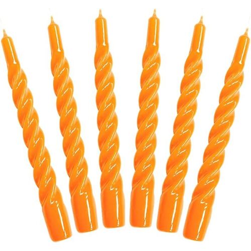 Lot de 6 Bougies Torsadées Italiennes-25 Couleurs Disponibles,Longue Durée de Combustion 5 Heures,Coniques,Laquées,Non Parfumées-2,2 x 21 cm.[Q31]