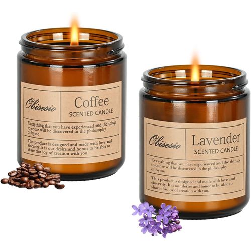 Bougies ParfuméEs Pour La Maison,2 Paquets De Bougies ParfuméEs Pour Soulager Le Stress Et Les Soins Personnels,Bougie D'AromathéRapie Pour Hommes Et Femmes (Lavande et café)