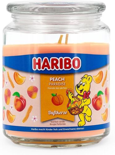Bougie parfumée dans un verre,avec couvercle,Peach Paradise-Bougie parfumée fruitée-Longue durée de combustion (100 h)-Cadeaux pour femme-Grande bougie parfumée (510 g)