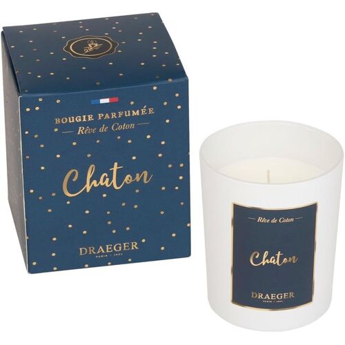 Bougie Parfumée Ambre Sacré ""Chaton""-Cadeau Mignon Amour Amitié-Verre 100% Cire Végétale-40h Combustion-Fabriquée en France-Coffret Élégant Design Travaillé