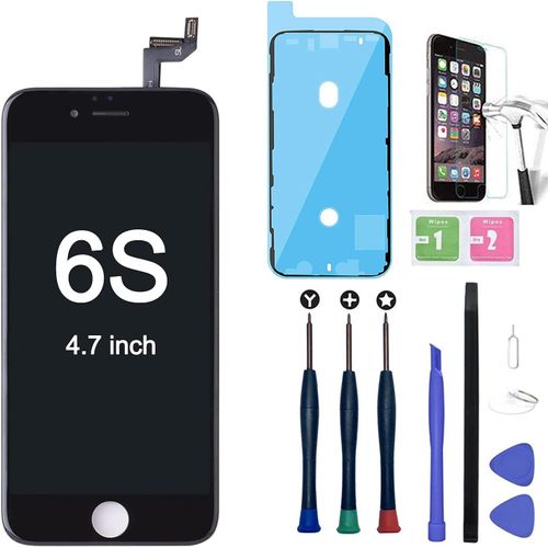 Remplacement Écran Complet Pour Iphone 6s Noir Avec Outils De Réparation Feuille En Verre Trempé 4.7 Pouces Sans Bouton Home