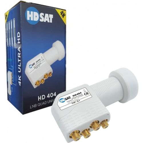 HD404 LNB Quad Full HD 4K Tête Parabole 4 Sorties 0,1dB Compatible Astra EUTELSAT