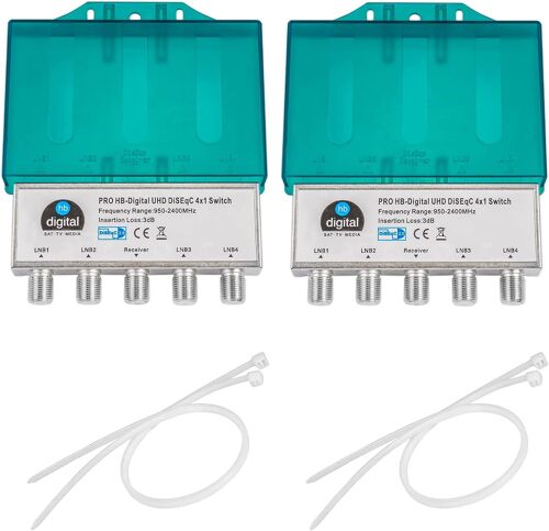 DiseqC Commutateur avec boîtier de protection contre les intempéries Full HDTV 3D 4K UHD.[B27]