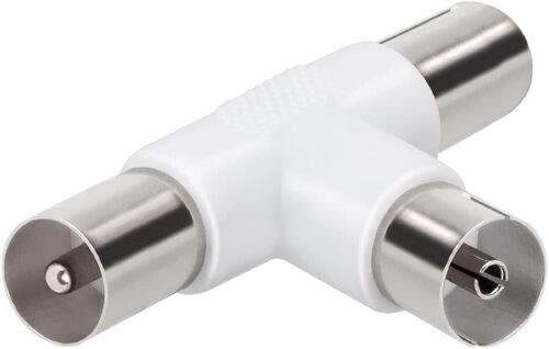 Ekon Répartiteur d'antenne TV 9,5 mm, 2 Prese maschio, 1 répartiteur Femelle connettore coassiale, antenne sdoppiatore TV, par TV, Smart TV, décodeur, terrasse numérique, Satellite