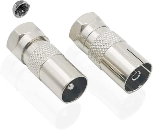 Adaptateur d'antenne Sat 2 pièces fiche IEC et Prise vers fiche F (fiche F vers fiche coaxiale et fiche F vers couplage coaxial) pour câbles d'antenne, câbles Satellite, câbles coaxiaux
