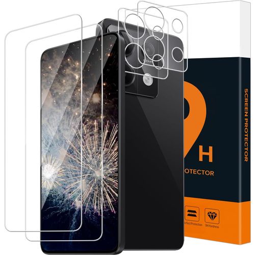 Jlslj-Verre Trempé Pour Xiaomi Redmi Note 13 Pro 5g, 2.5d Bord Rond Vitre Protection, Bubble Free, Dureté 9h Anti Rayures, Hd Ultra Redmi Note 13 Pro 5g Protection Écran+Caméra Verre(2+2 Pack)