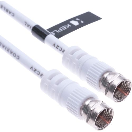 Câble coaxial vers connecteur M-plug F-F broches pour satellite Sat Bosch SkyDSL Unitymedia TV HDTV DVB DVD Radio/Coax Antenne Freeview Coaxial Coax Antenne Adaptateur Câble TV - 1 m Blanc