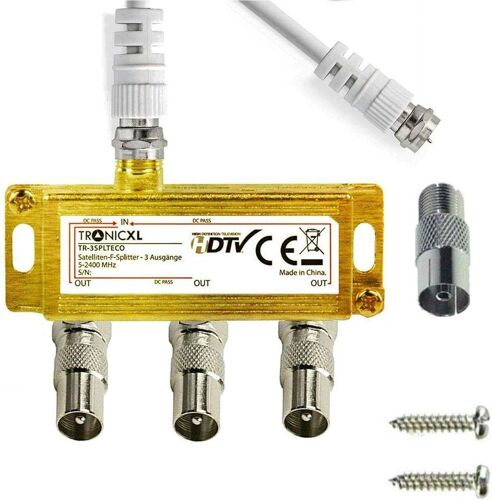 Satellite IEC Antenna Splitter 3 Sockets Cable TV Adapter Cable Adapter for Koax Wireless TV Compatible with Unicable DVBT DVBC CATV Aerial UHF VHF Distributor