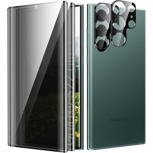 Verre Trempé Filtre Confidentialité Pour Samsung Galaxy S22 Ultra - Protection Écran 9h, Tactile Haute Sensibilité, Anti-Regard, Pack 4 Pièces (2+2)