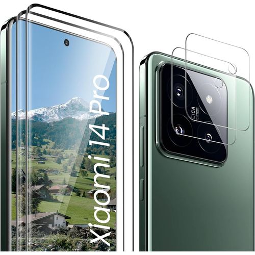 Cauc-Ushield Verre Trempé Pour Xiaomi 14 Pro, Film Protection Écran, [Sans Bulles D'air] [Ultra Résistant] [Anti-Rayures] 2 Pièces Verre Trempé + 2 Pièces Caméra Protection Écran