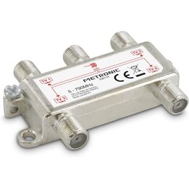 SUBZONAL-336114 Répartiteur TV Antenne TNT 4 Sorties à fiche F Blindé Métal, Splitter Téléviseur pour 4 postes