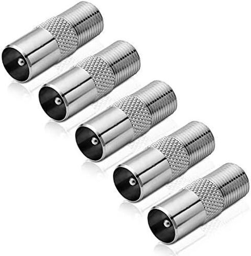 Adaptateur SAT Lot de 5 Fiche F femelle vers fiche coaxiale IEC