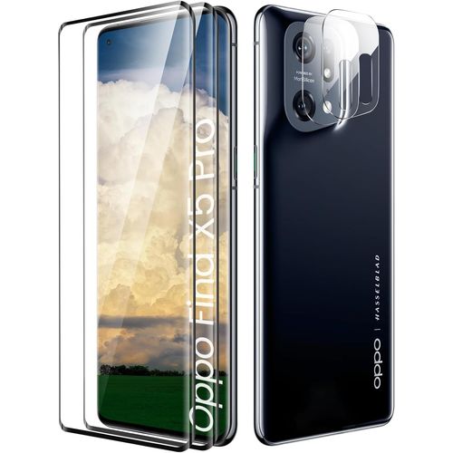 Ushield Verre Trempé Pour Oppo Find X5 Pro, Film Protection Écran, [Sans Bulles D'air] [Ultra Résistant] [Anti-Rayures] 2 Pièces Verre Trempé + 2 Pièces Caméra Protection Écran