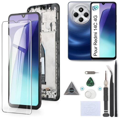 Écran Lcd Pour 6.88"" Xiaomi Redmi 14c 4g Écran De Remplacement Pour Redmi 14c 4g Écran Lcd Numériseur Tactile Panneau Assemblé De Réparation Avec Outils(Noir Avec Cadre)