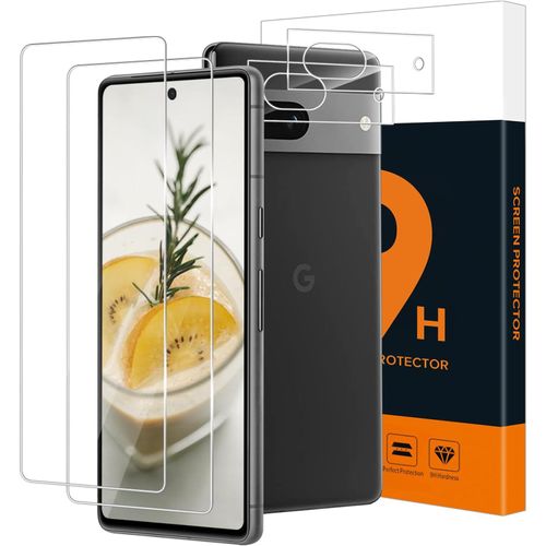 2+2 Pièce Verre Trempé Pour Google Pixel 7a 5g, 9h Dureté Vitre Protection + Film D'objectif, Sans Bulle, Anti Rayures, 0,33mm Haute Définition Transparent Google Pixel 7a Protection Écran