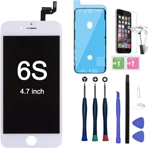 Mevronisshop-Remplacement Écran Complet Pour Iphone 6s Blanc Avec Outils De Réparation Feuille En Verre Trempé 4.7 Pouces Sans Bouton Home
