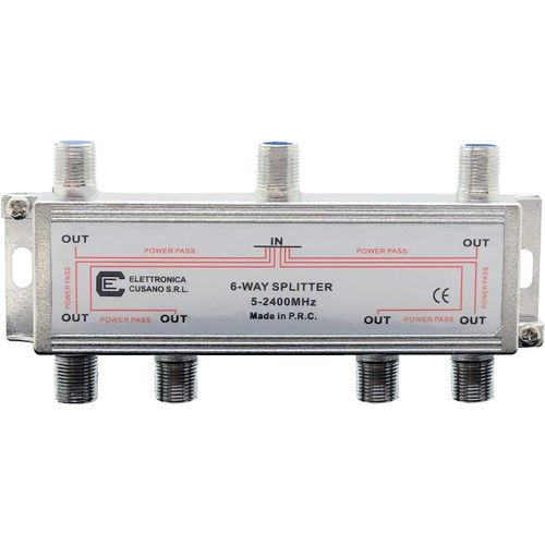 Splitter Satellite 6 Voies, partiteur d'antenne TV Interne avec connecteur EFFE, répartiteur d'antenne TV, partiteur Sky, Distributeur de Signal TV, fréquence de 5 à 2400 MHz, fabriqué en