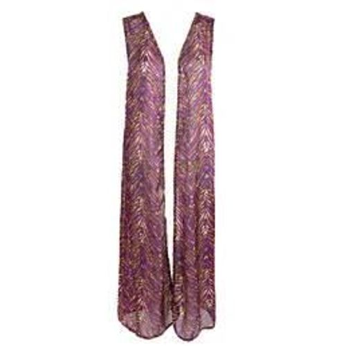 Acquadicocco Caftan De Plage Long Purple Foil