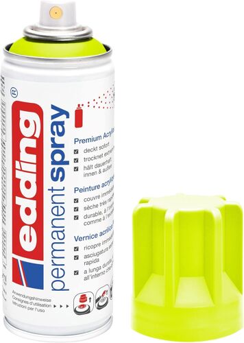 Spray Permanent - Jaune Fluorescent Mat - 200 Ml - Peinture Acrylique Pour Peindre Ou D¿¿Corer Verre, M¿¿Tal, Bois, C¿¿Ramique, Plastique, Toile - Peinture Acrylique En A¿¿Rosol