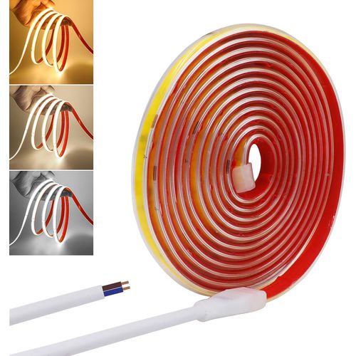 Cheng-Bande Lumineuse Led Cob 220v, 240 Leds/M, Ip65 Waterproof, Bande Lumineuse Led Flexible Pour Décoration De Toit De Salon De Cuisine (Lumière Blanche (6000-6500k), 10m)