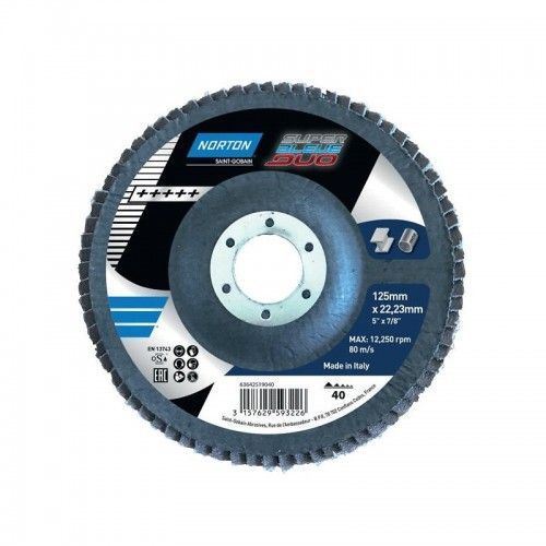 Disques à lamelles bombés Super Bleue Duo - Ø115x22mm - grain 60 - x10 NORTON